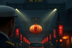 折叠城市指南剧照，摊开的手绘城市地图上折出的一道折痕